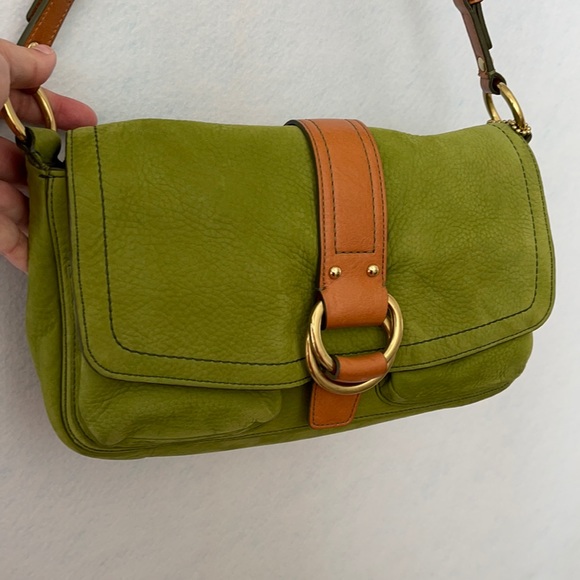 Coach Green Soft Milled Nubuc Leather Shoulder Bag - Picture 2 of 12
